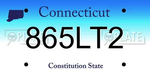 865LT2 Connecticut License Plate