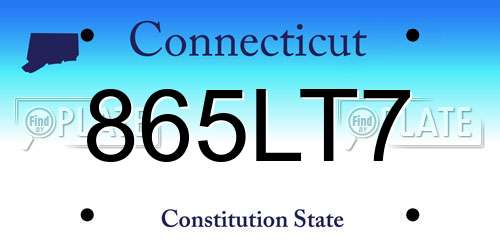 865LT7 Connecticut License Plate