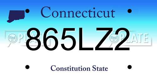 865LZ2 Connecticut License Plate
