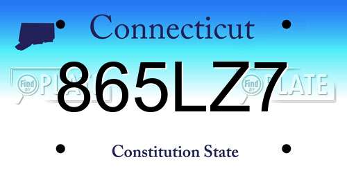 865LZ7 Connecticut License Plate