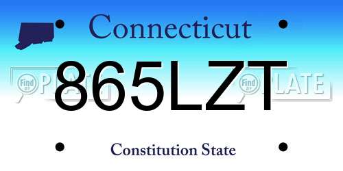 865LZT Connecticut License Plate