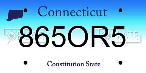 865OR5 Connecticut License Plate