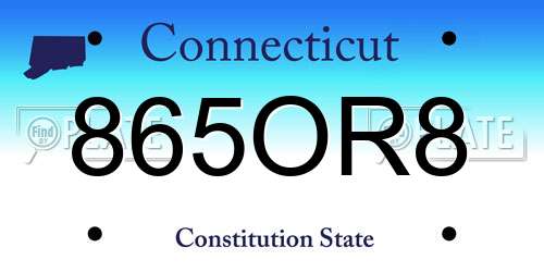 865OR8 Connecticut License Plate