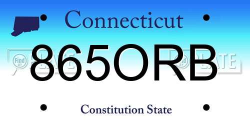 865ORB Connecticut License Plate