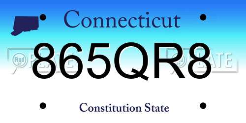 865QR8 Connecticut License Plate