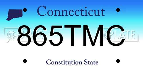 865TMC Connecticut License Plate