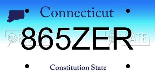 865ZER Connecticut License Plate