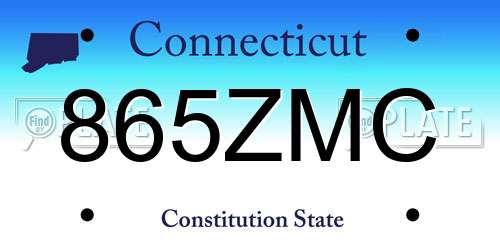 865ZMC Connecticut License Plate