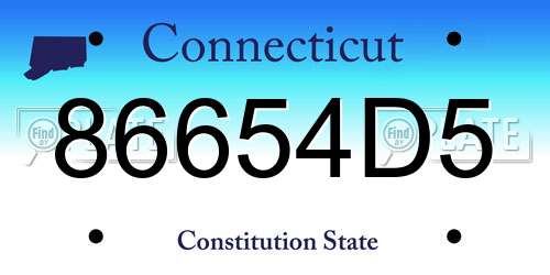 86654D5 Connecticut License Plate