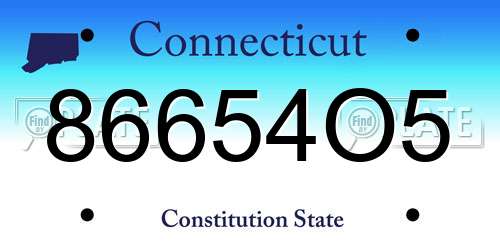 86654O5 Connecticut License Plate
