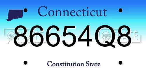 86654Q8 Connecticut License Plate