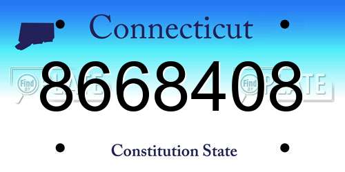 8668408 Connecticut License Plate