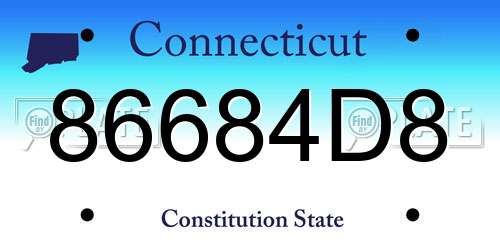 86684D8 Connecticut License Plate