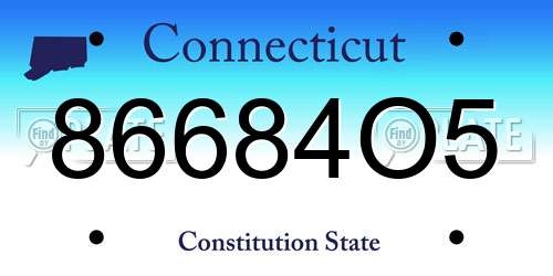 86684O5 Connecticut License Plate
