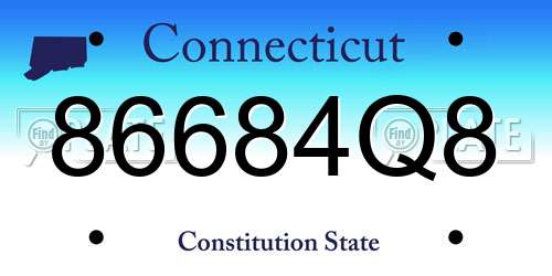 86684Q8 Connecticut License Plate
