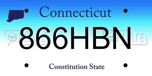 866HBN Connecticut License Plate
