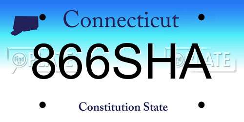 866SHA Connecticut License Plate
