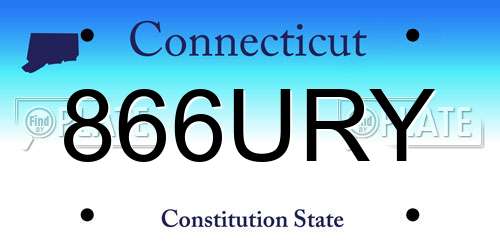 866URY Connecticut License Plate