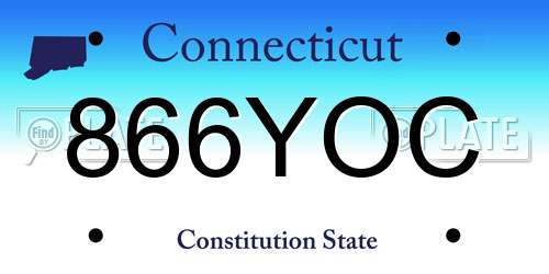 866YOC Connecticut License Plate