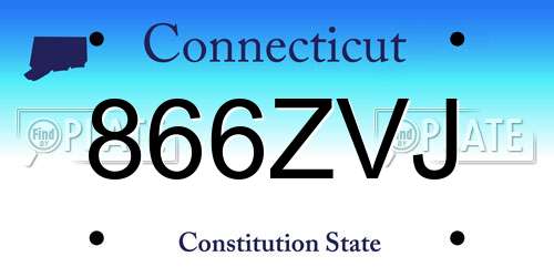 866ZVJ Connecticut License Plate
