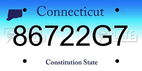 86722G7 Connecticut License Plate