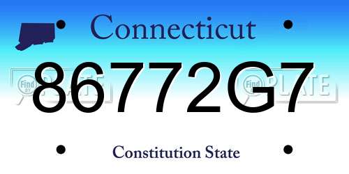86772G7 Connecticut License Plate