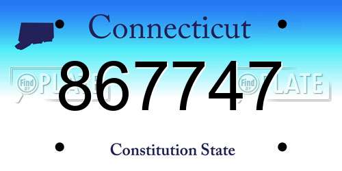867747 Connecticut License Plate