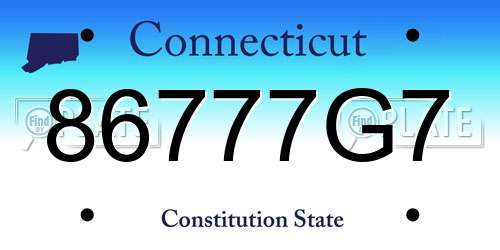 86777G7 Connecticut License Plate