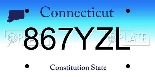 867YZL Connecticut License Plate