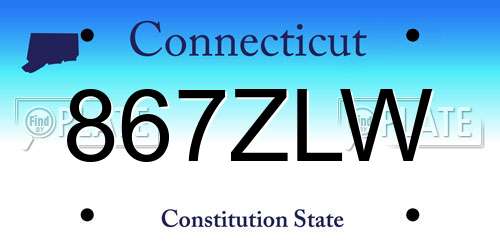 867ZLW Connecticut License Plate