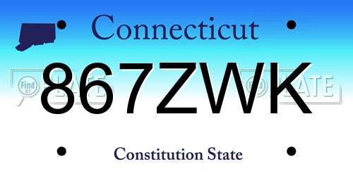 867ZWK Connecticut License Plate