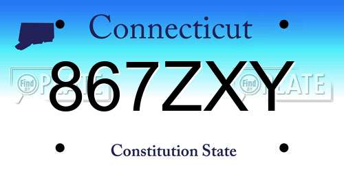 867ZXY Connecticut License Plate
