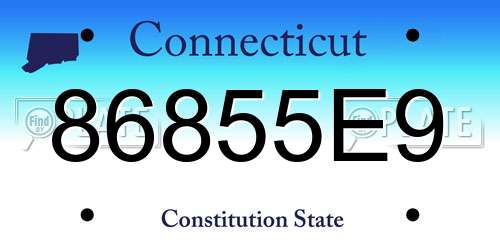 86855E9 Connecticut License Plate