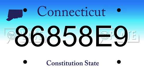 86858E9 Connecticut License Plate