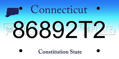 86892T2 Connecticut License Plate