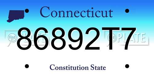 86892T7 Connecticut License Plate