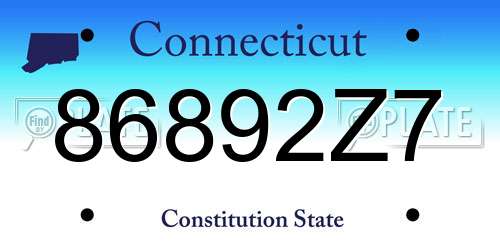 86892Z7 Connecticut License Plate
