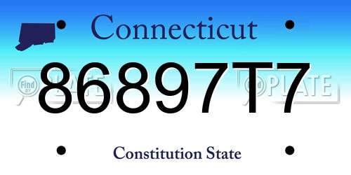 86897T7 Connecticut License Plate