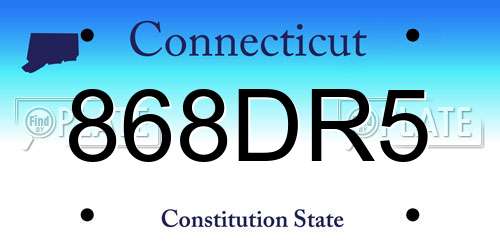 868DR5 Connecticut License Plate
