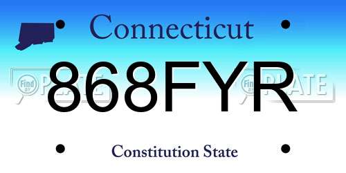 868FYR Connecticut License Plate