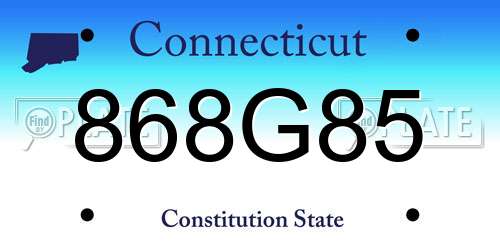 868G85 Connecticut License Plate