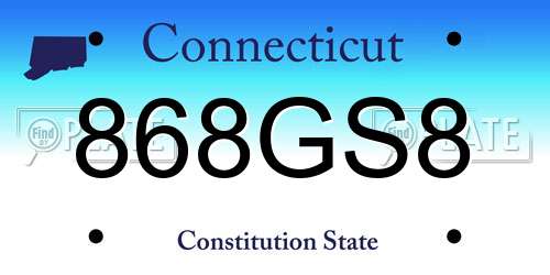 868GS8 Connecticut License Plate