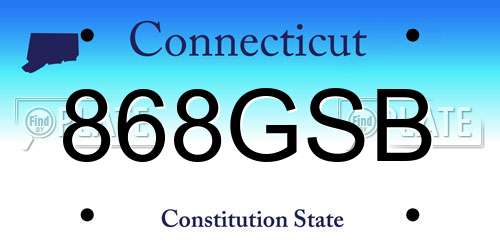 868GSB Connecticut License Plate