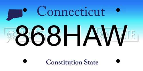 868HAW Connecticut License Plate