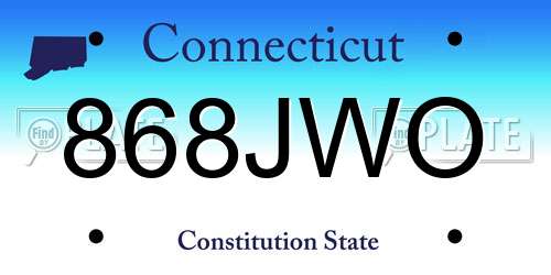 868JWO Connecticut License Plate