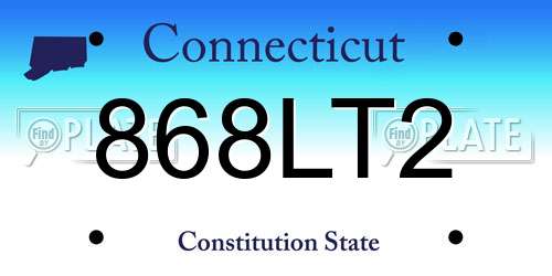 868LT2 Connecticut License Plate