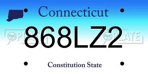 868LZ2 Connecticut License Plate