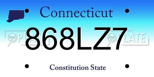 868LZ7 Connecticut License Plate