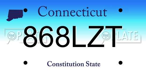 868LZT Connecticut License Plate