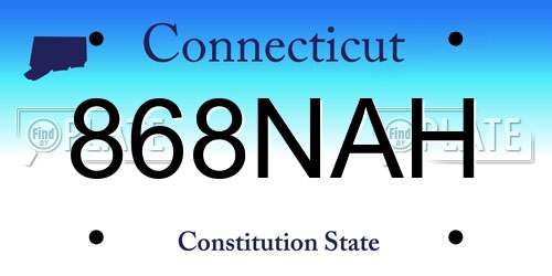 868NAH Connecticut License Plate